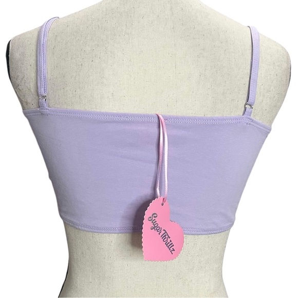 Sugar Thrillz Top Tube L Lala La Fleur Boob Purple Feathers Bandeau - Picture 5 of 9